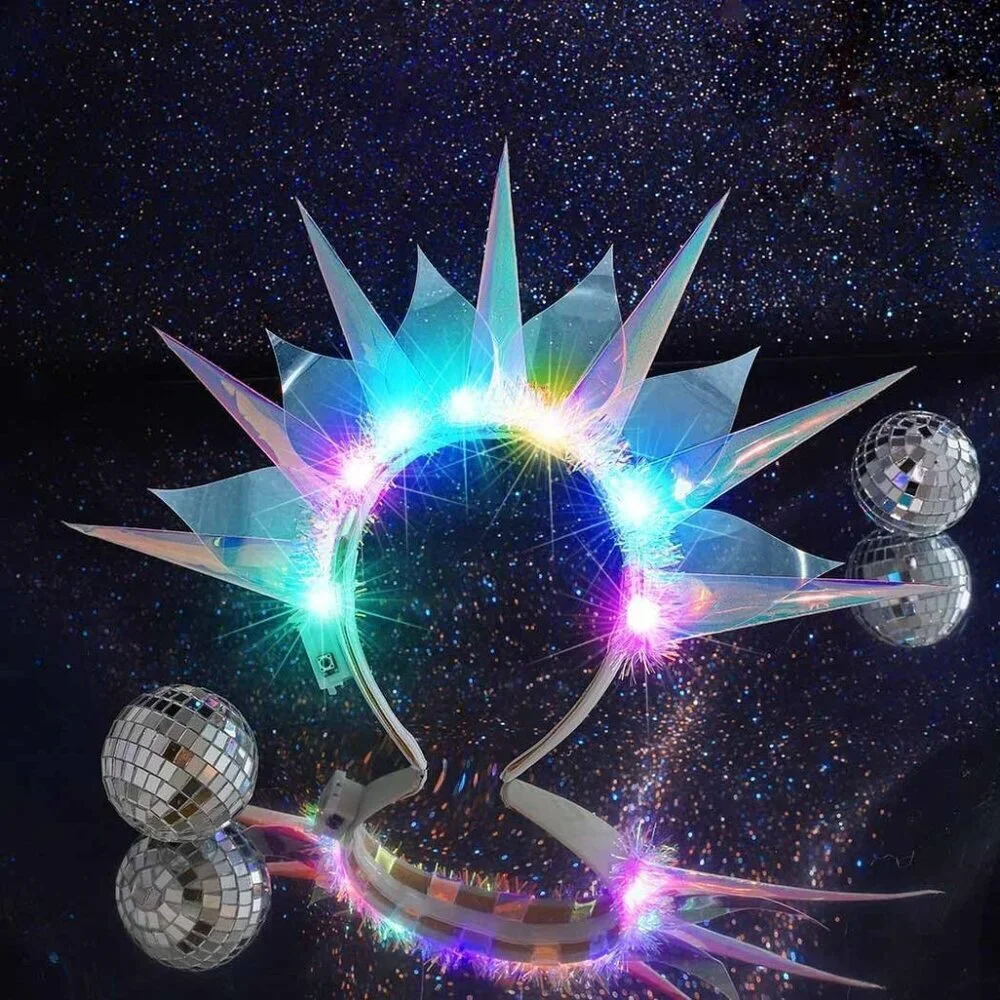 Light Up Headband LED Rave Hair Hoop Costume Accessories for Women Girls